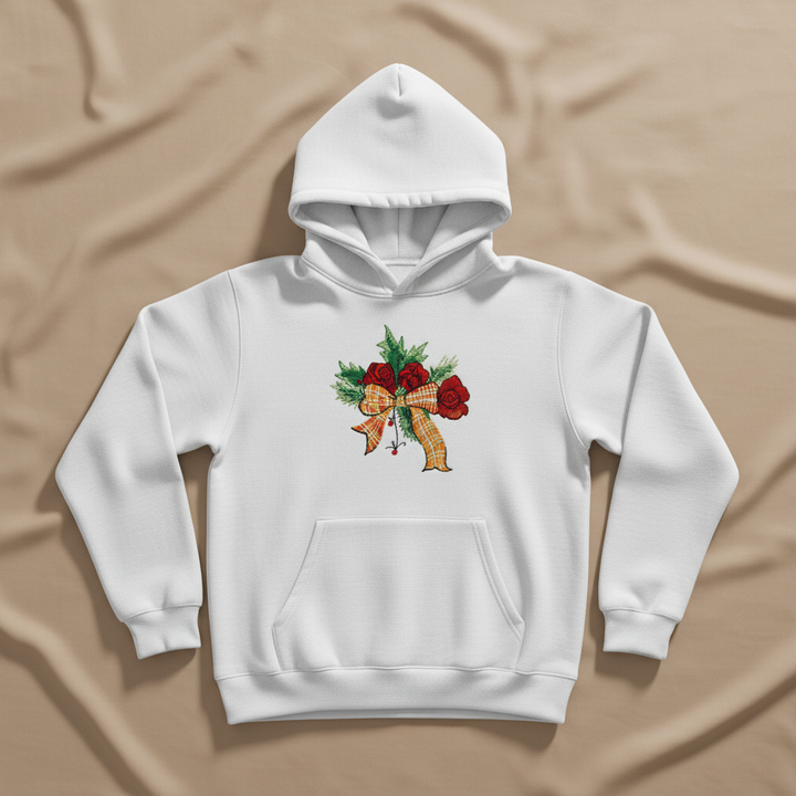 Plaid Ribbon &amp; Pine Sprigs Machine Embroidered Sweatshirt – Hand Finished in Dubai | EmbroMania