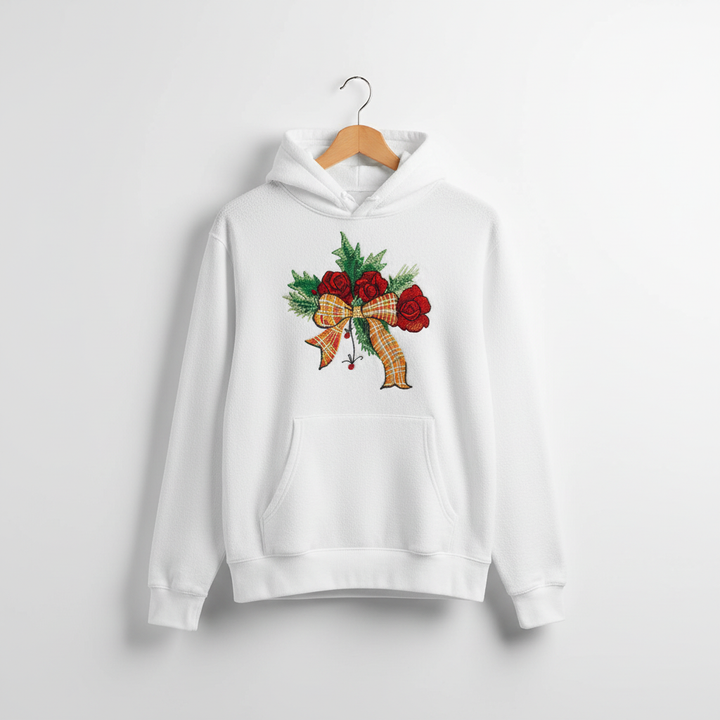 Plaid Ribbon &amp; Pine Sprigs Machine Embroidered Sweatshirt – Hand Finished in Dubai | EmbroMania