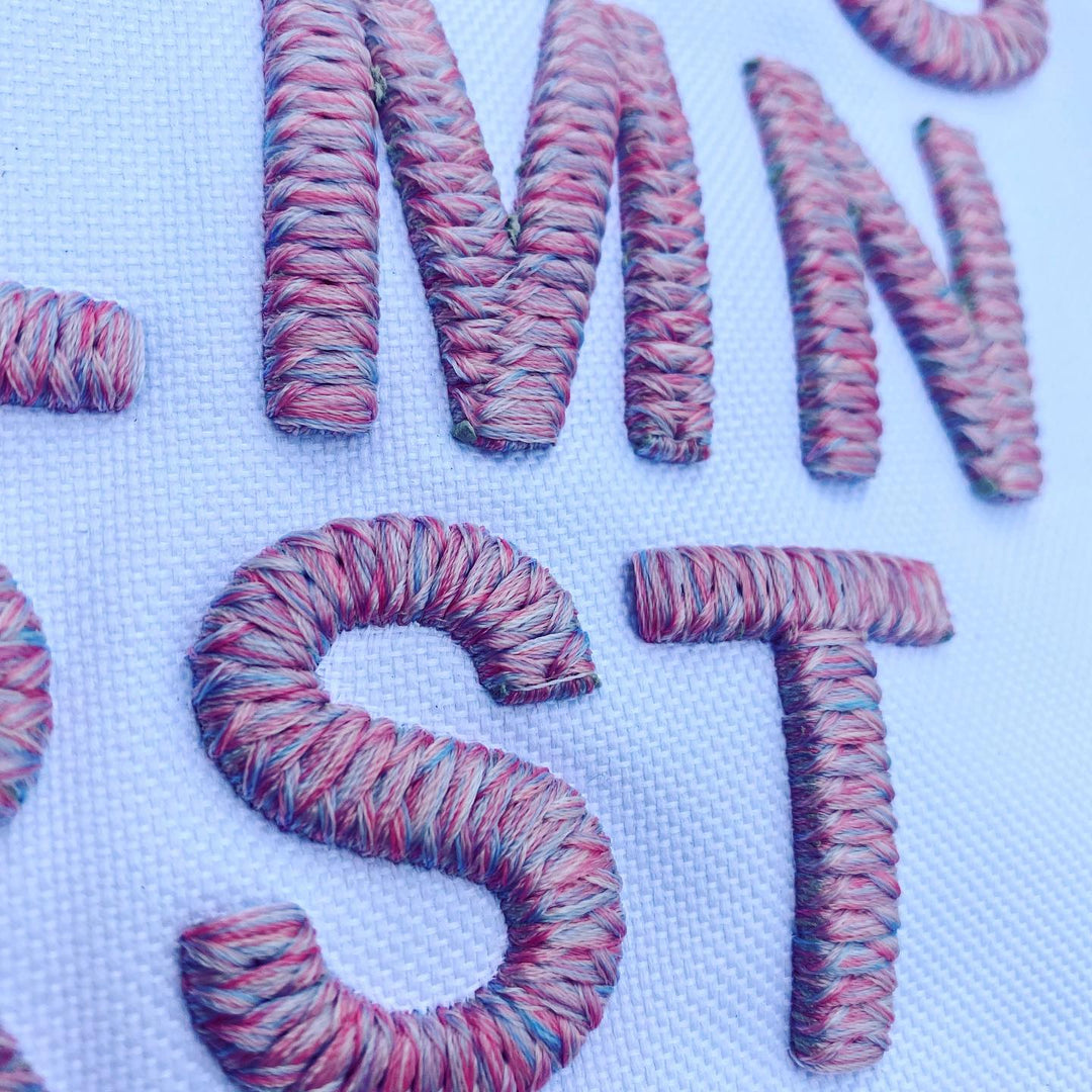 Chunky Rope 3D Puff Cap Font – Braided Rope Texture Close-Up | Machine Precision Embroidered in Dubai | EmbroMania