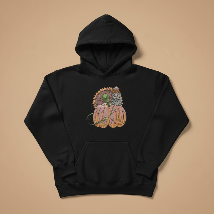 Pumpkin Bird &amp; Sunflower Machine Embroidered Sweatshirt – Hand Finished in Dubai | EmbroMania