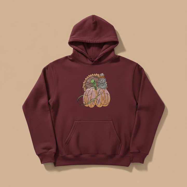 Pumpkin Bird &amp; Sunflower Machine Embroidered Sweatshirt – Hand Finished in Dubai | EmbroMania