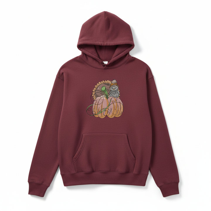 Pumpkin Bird &amp; Sunflower Machine Embroidered Sweatshirt – Hand Finished in Dubai | EmbroMania