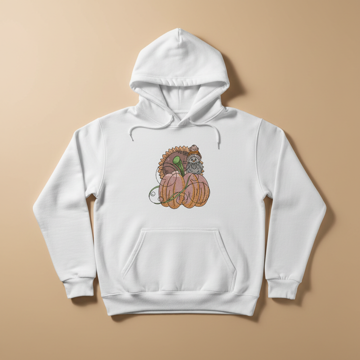 Pumpkin Bird &amp; Sunflower Machine Embroidered Sweatshirt – Hand Finished in Dubai | EmbroMania