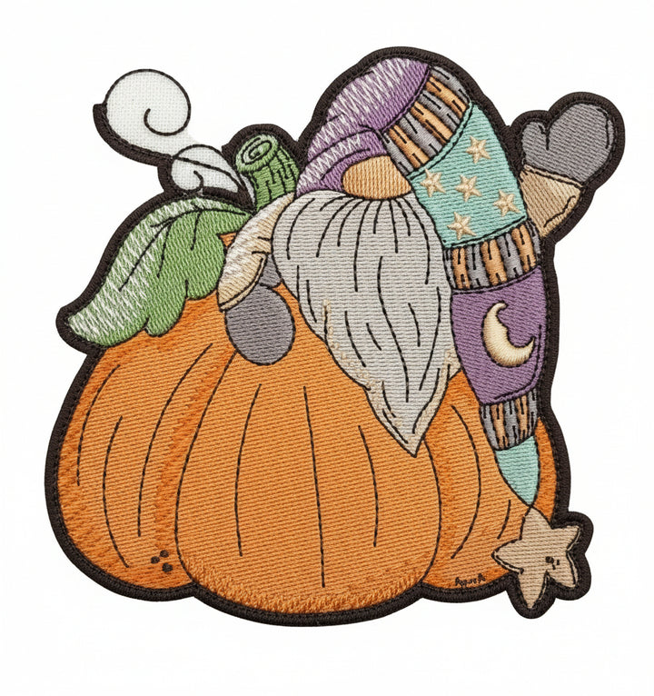 Pumpkin Gnome Wave Machine Embroidered Sweatshirt – Hand Finished in Dubai | EmbroMania