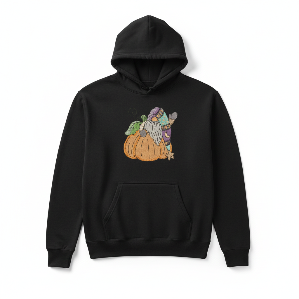Pumpkin Gnome Wave Machine Embroidered Sweatshirt – Hand Finished in Dubai | EmbroMania