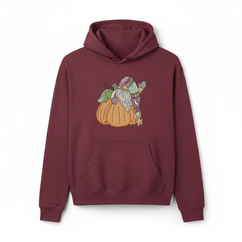 Pumpkin Gnome Wave Machine Embroidered Sweatshirt – Hand Finished in Dubai | EmbroMania