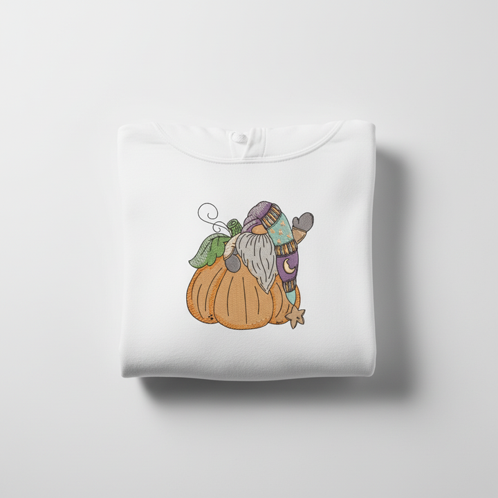 Pumpkin Gnome Wave Machine Embroidered Sweatshirt – Hand Finished in Dubai | EmbroMania