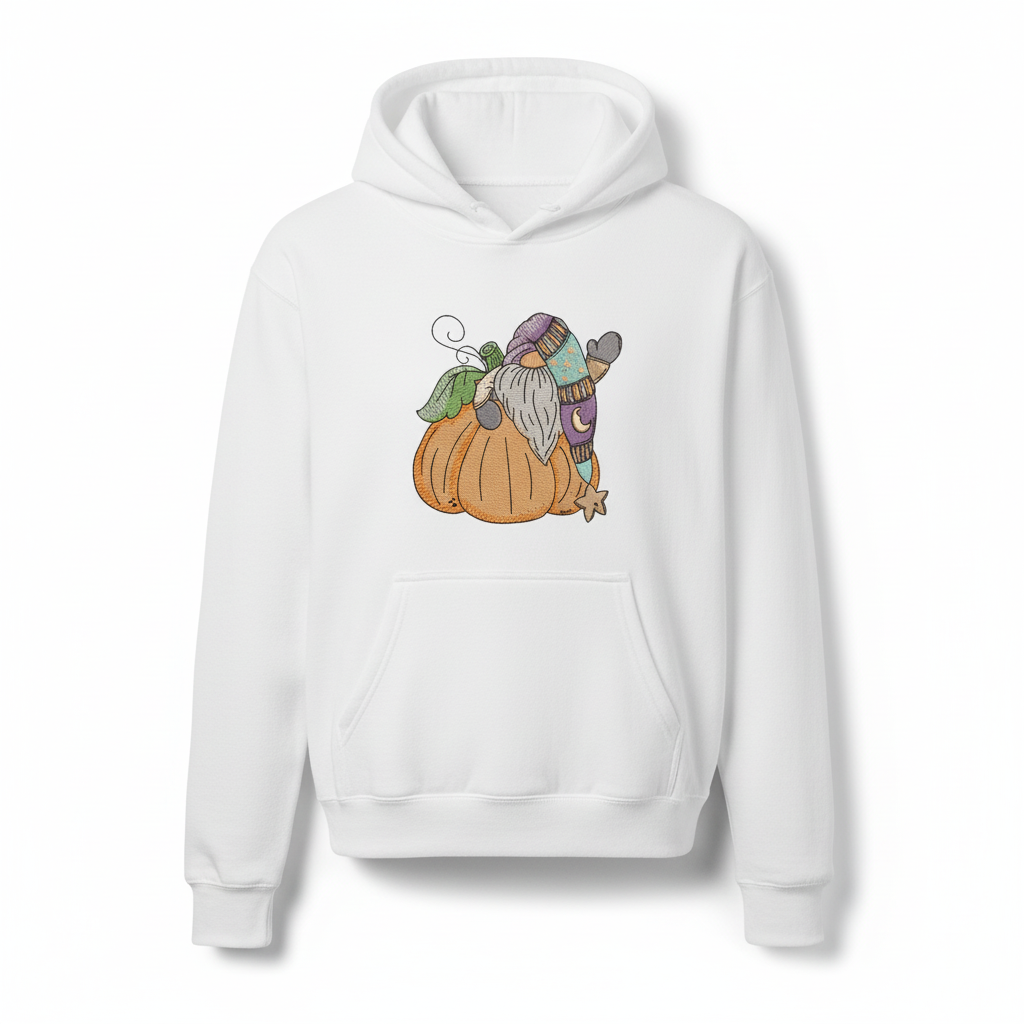 Pumpkin Gnome Wave Machine Embroidered Sweatshirt – Hand Finished in Dubai | EmbroMania
