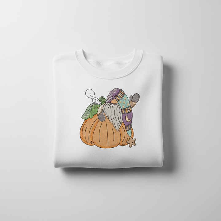Pumpkin Gnome Wave Machine Embroidered Sweatshirt – Hand Finished in Dubai | EmbroMania