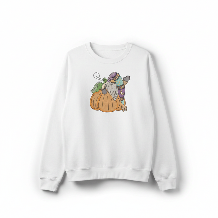 Pumpkin Gnome Wave Machine Embroidered Sweatshirt – Hand Finished in Dubai | EmbroMania