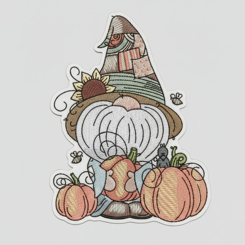 Pumpkin Patch Gnome Machine Embroidered Sweatshirt – Hand Finished in Dubai | EmbroMania