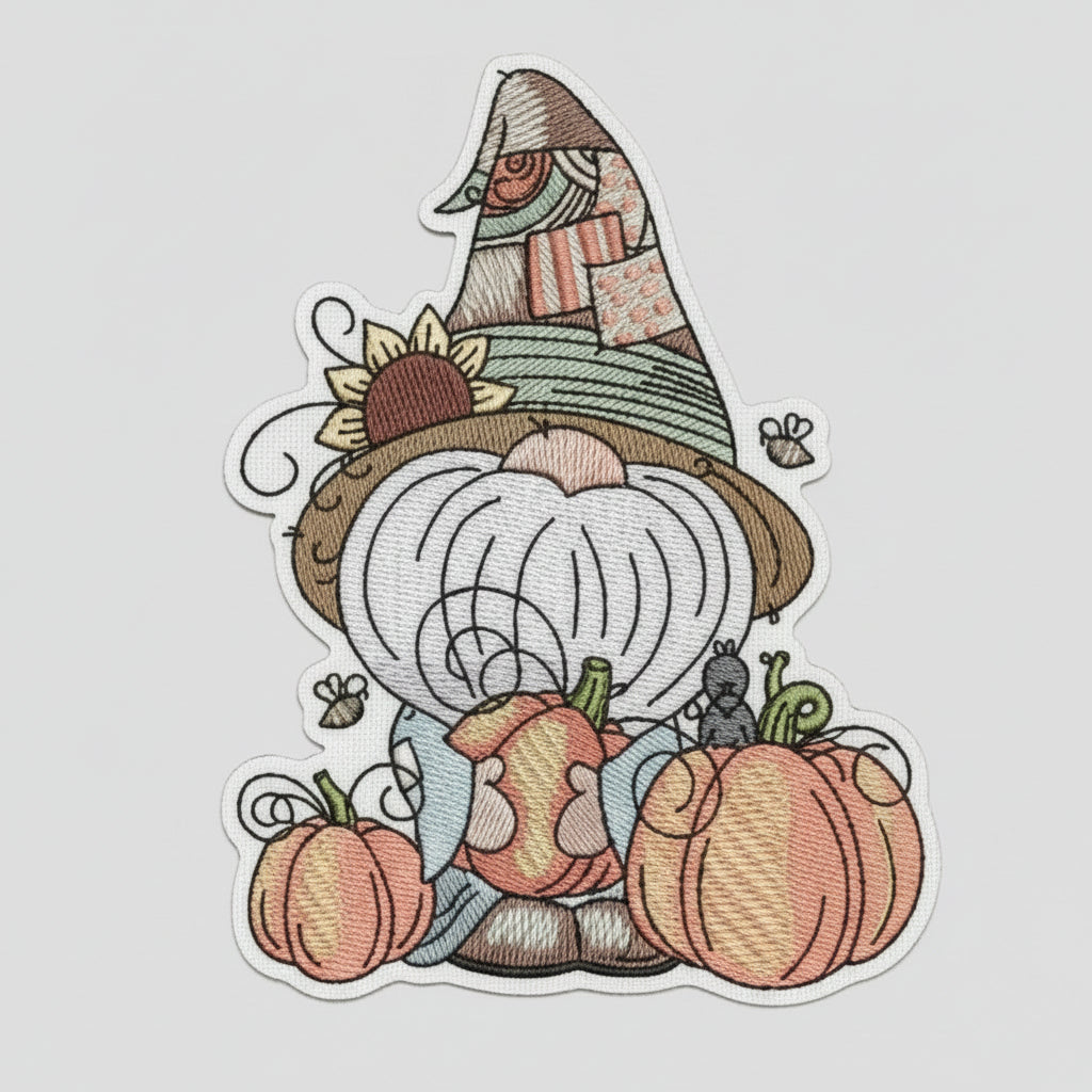 Pumpkin Patch Gnome Machine Embroidered Sweatshirt – Hand Finished in Dubai | EmbroMania