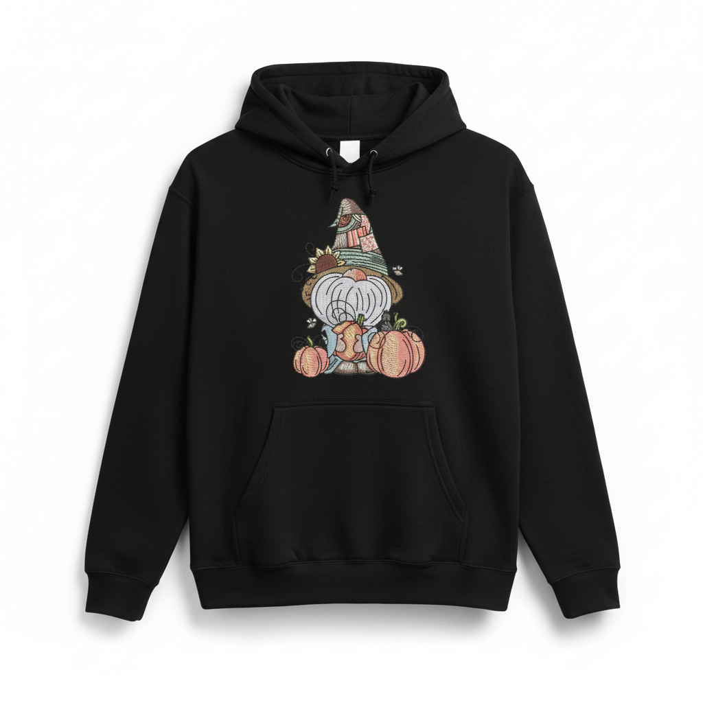 Pumpkin Patch Gnome Machine Embroidered Sweatshirt – Hand Finished in Dubai | EmbroMania