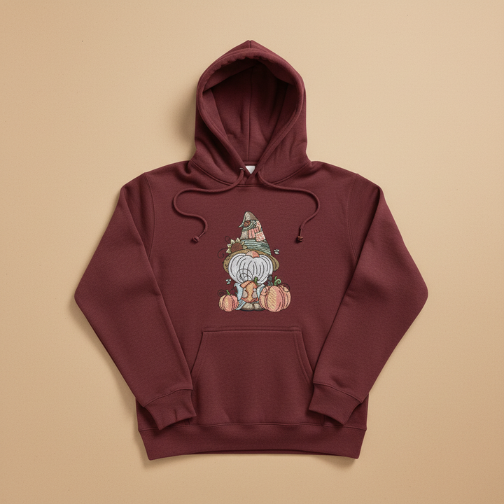 Pumpkin Patch Gnome Machine Embroidered Sweatshirt – Hand Finished in Dubai | EmbroMania