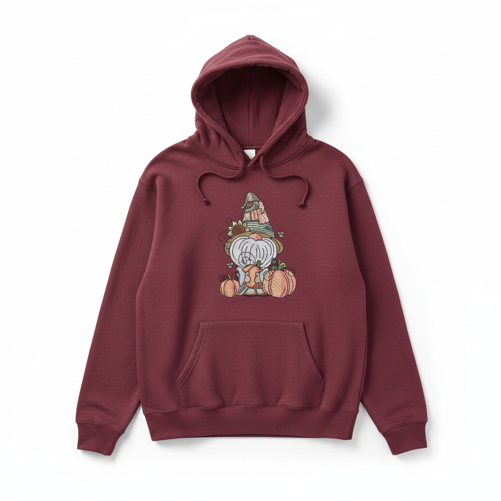 Pumpkin Patch Gnome Machine Embroidered Sweatshirt – Hand Finished in Dubai | EmbroMania