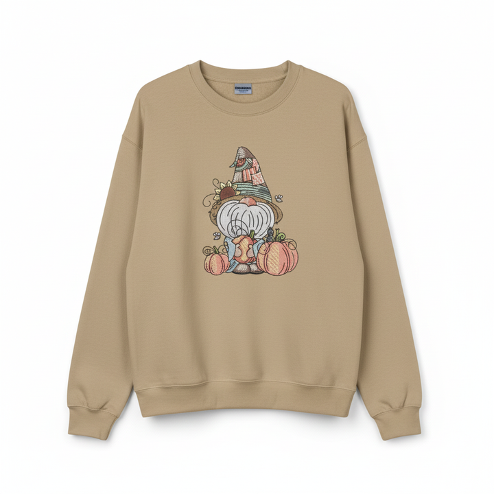 Pumpkin Patch Gnome Machine Embroidered Sweatshirt – Hand Finished in Dubai | EmbroMania