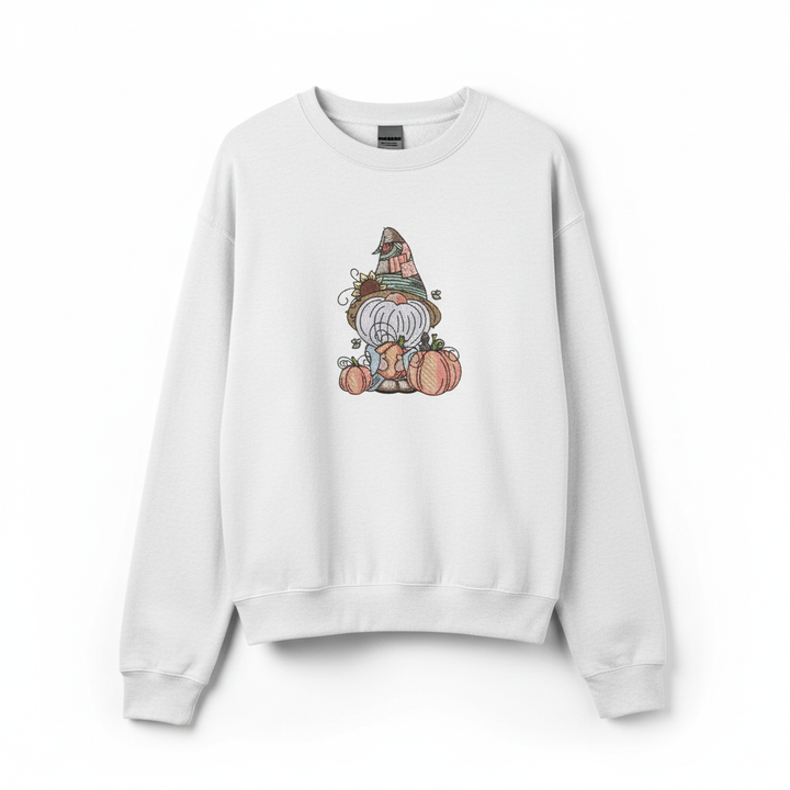 Pumpkin Patch Gnome Machine Embroidered Sweatshirt – Hand Finished in Dubai | EmbroMania