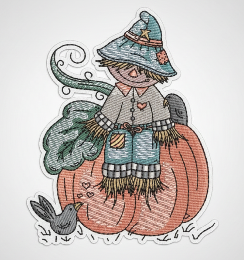 Pumpkin Scarecrow Machine Embroidered Sweatshirt – Hand Finished in Dubai | EmbroMania
