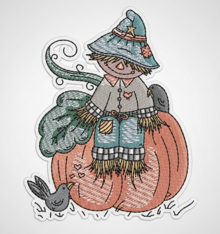 Pumpkin Scarecrow Machine Embroidered Sweatshirt – Hand Finished in Dubai | EmbroMania