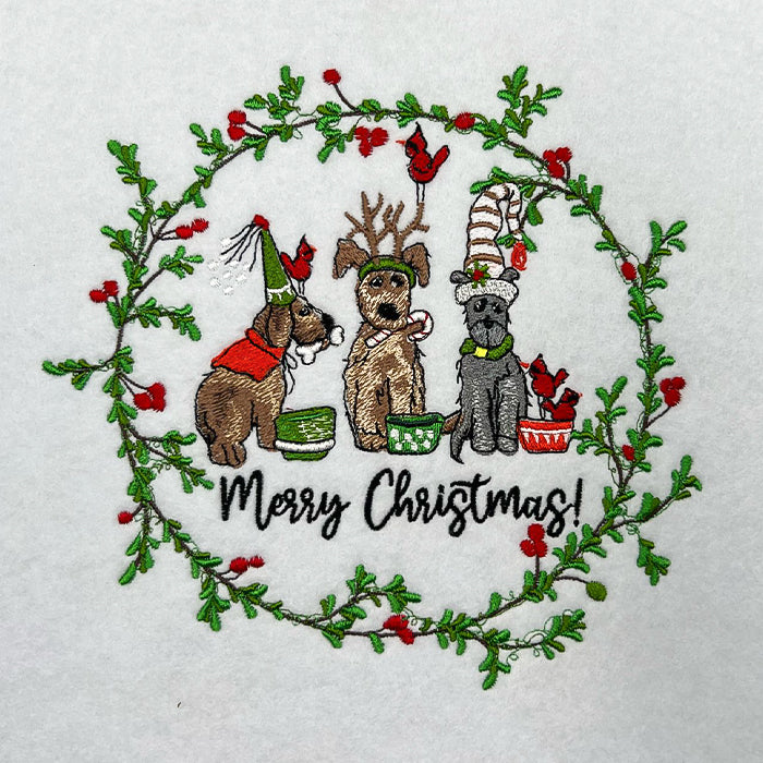 Puppy Parade Merry Christmas Machine Embroidered Sweatshirt – Hand Finished in Dubai | EmbroMania