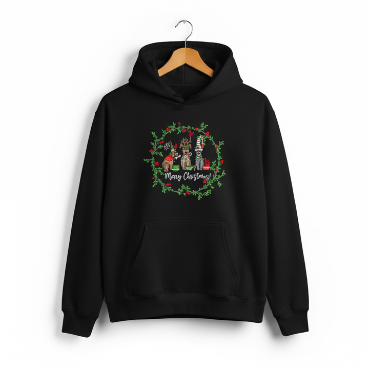 Puppy Parade Merry Christmas Machine Embroidered Sweatshirt – Hand Finished in Dubai | EmbroMania