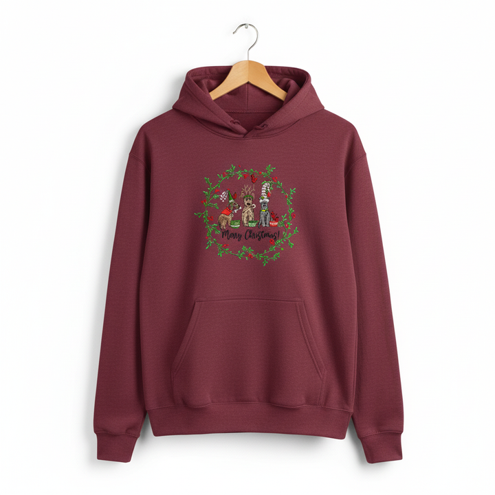 Puppy Parade Merry Christmas Machine Embroidered Sweatshirt – Hand Finished in Dubai | EmbroMania