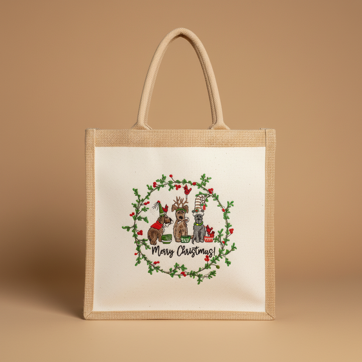 Puppy Parade Merry Christmas Machine Embroidered Sweatshirt – Hand Finished in Dubai | EmbroMania