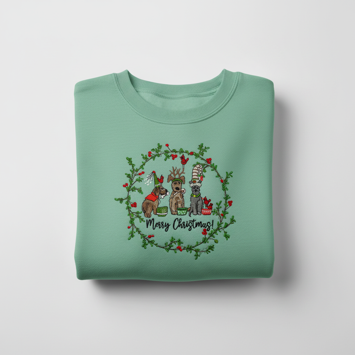 Puppy Parade Merry Christmas Machine Embroidered Sweatshirt – Hand Finished in Dubai | EmbroMania