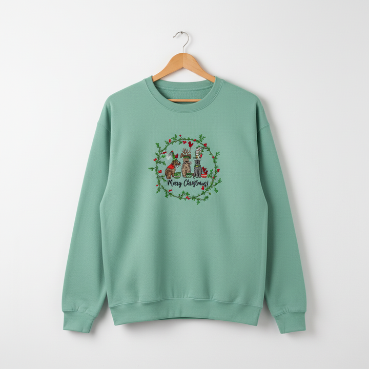 Puppy Parade Merry Christmas Machine Embroidered Sweatshirt – Hand Finished in Dubai | EmbroMania