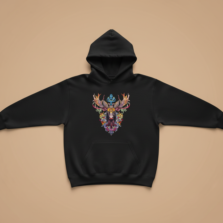 Radiant Moose Machine Embroidered Hoodie – Hand Finished in Dubai | EmbroMania