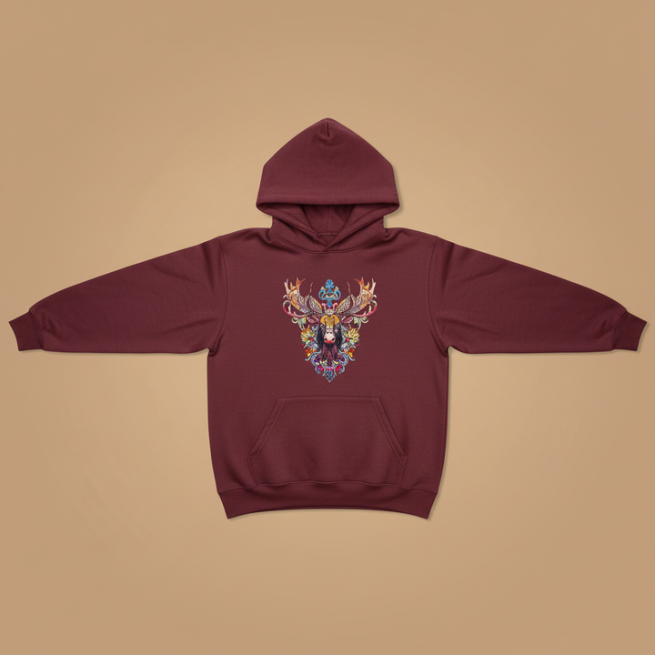 Radiant Moose Machine Embroidered Hoodie – Hand Finished in Dubai | EmbroMania