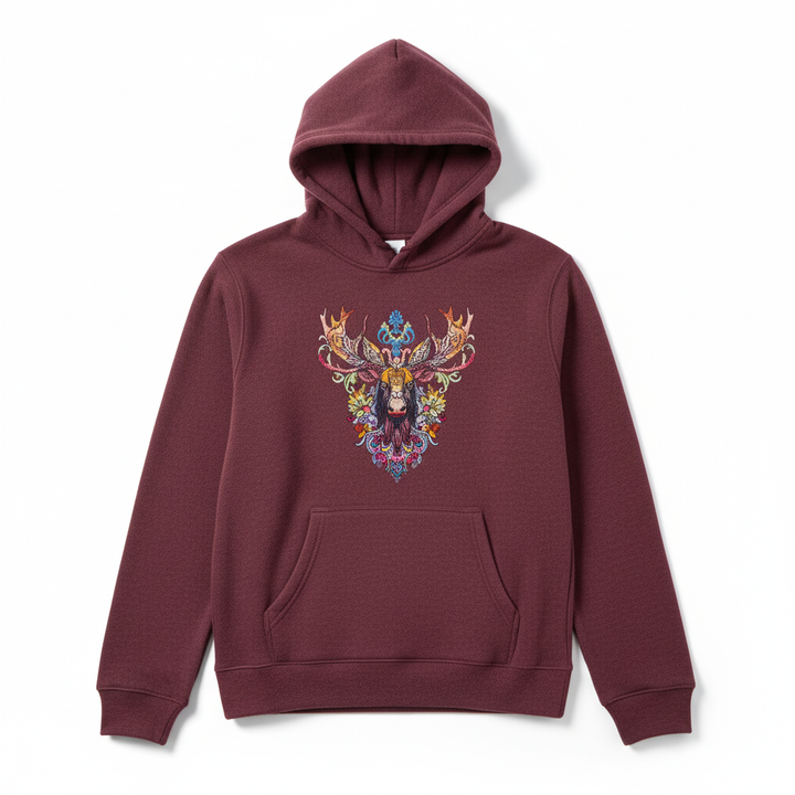 Radiant Moose Machine Embroidered Hoodie – Hand Finished in Dubai | EmbroMania