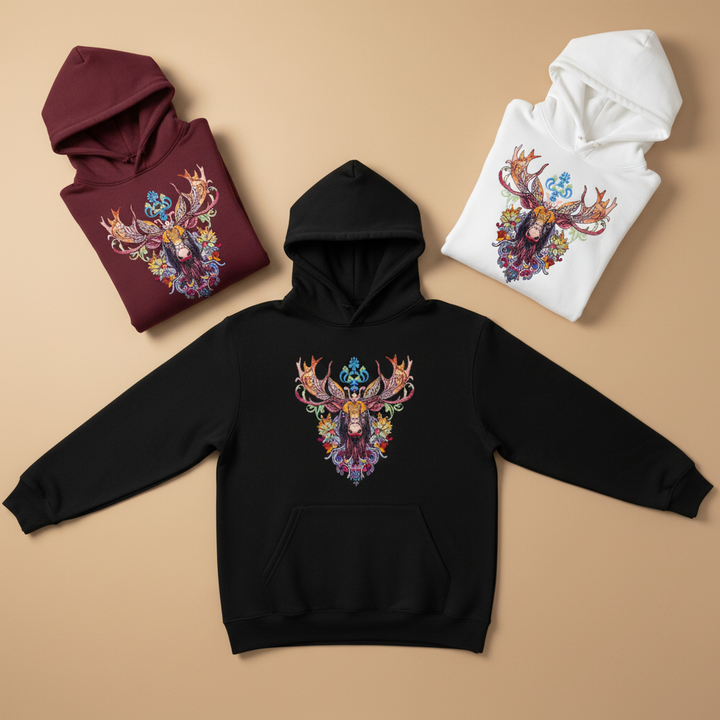 Radiant Moose Machine Embroidered Hoodie – Hand Finished in Dubai | EmbroMania