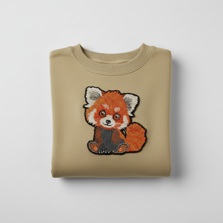 Red Panda Machine Embroidered Sweatshirt – Hand Finished in Dubai | EmbroMania