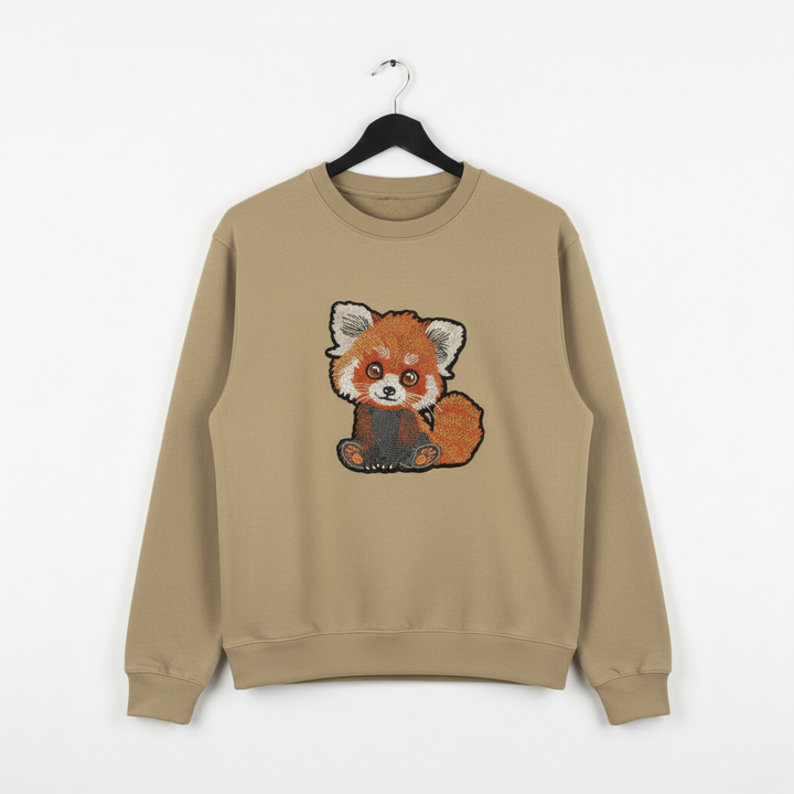 Red Panda Machine Embroidered Sweatshirt – Hand Finished in Dubai | EmbroMania