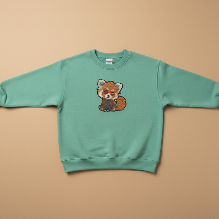 Red Panda Machine Embroidered Sweatshirt – Hand Finished in Dubai | EmbroMania