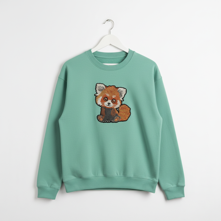 Red Panda Machine Embroidered Sweatshirt – Hand Finished in Dubai | EmbroMania