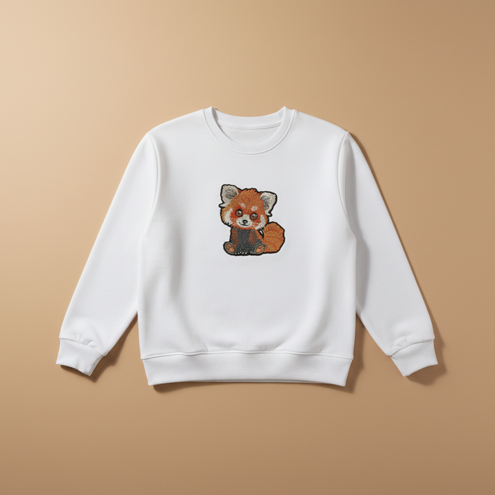 Red Panda Machine Embroidered Sweatshirt – Hand Finished in Dubai | EmbroMania