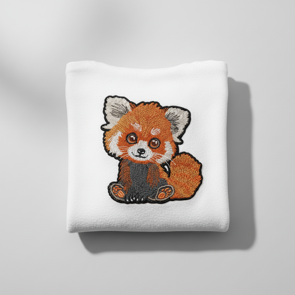 Red Panda Machine Embroidered Sweatshirt – Hand Finished in Dubai | EmbroMania