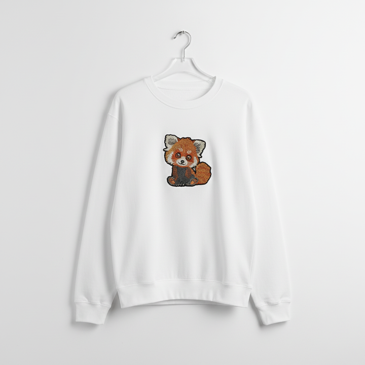 Red Panda Machine Embroidered Sweatshirt – Hand Finished in Dubai | EmbroMania