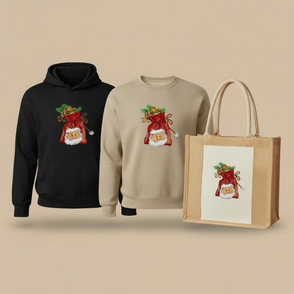 Santa's Joy Sack Machine Embroidered Sweatshirt – Hand Finished in Dubai | EmbroMania