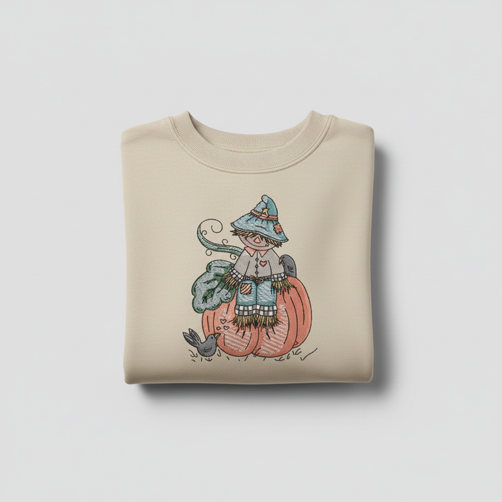 Pumpkin Scarecrow Machine Embroidered Sweatshirt – Hand Finished in Dubai | EmbroMania