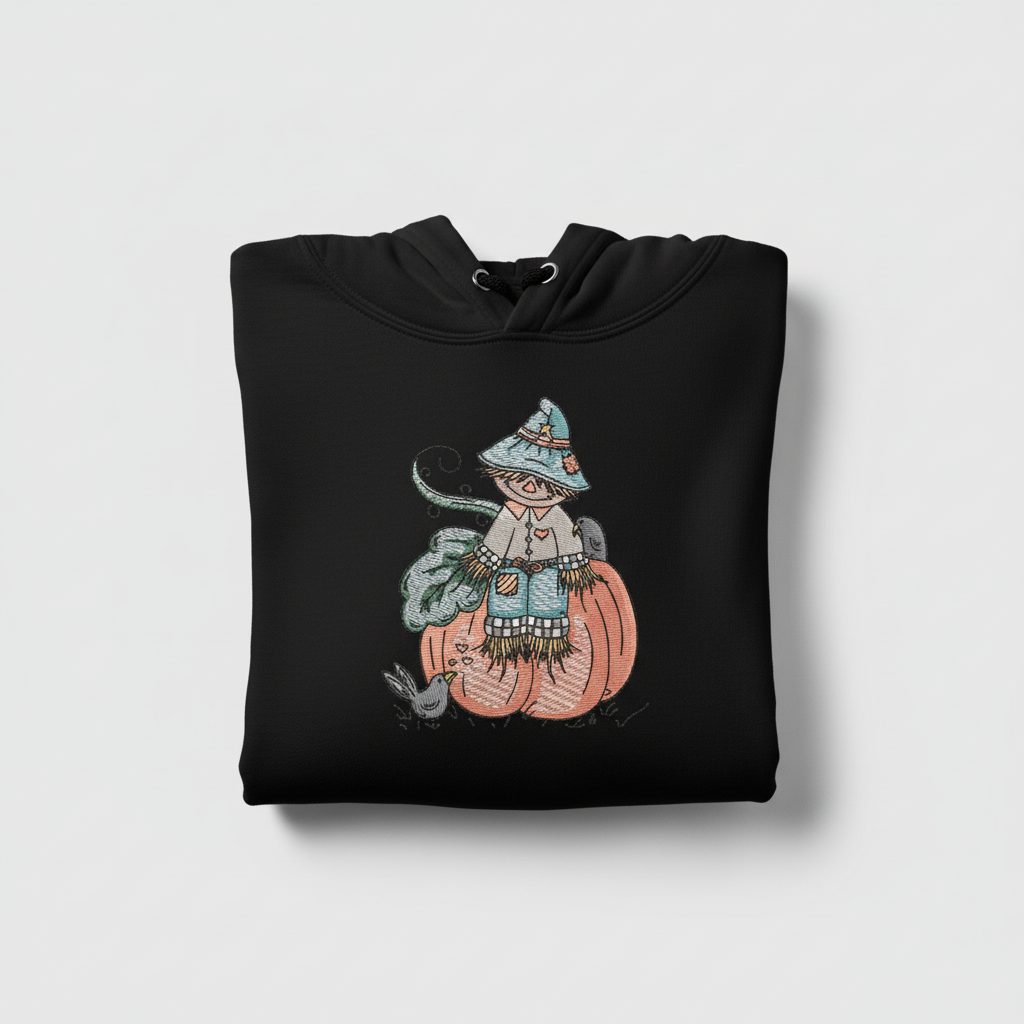 Pumpkin Scarecrow Machine Embroidered Sweatshirt – Hand Finished in Dubai | EmbroMania