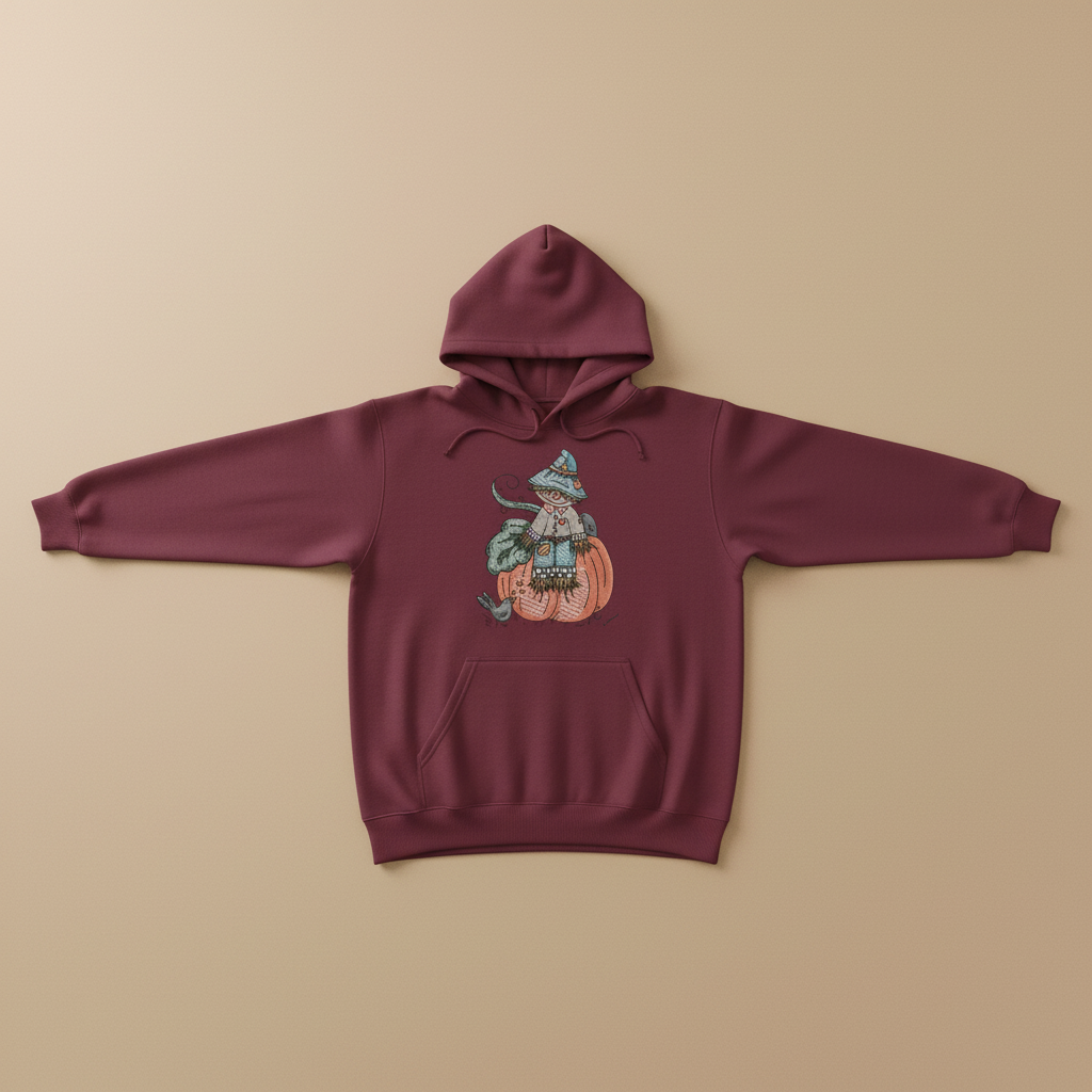 Pumpkin Scarecrow Machine Embroidered Sweatshirt – Hand Finished in Dubai | EmbroMania