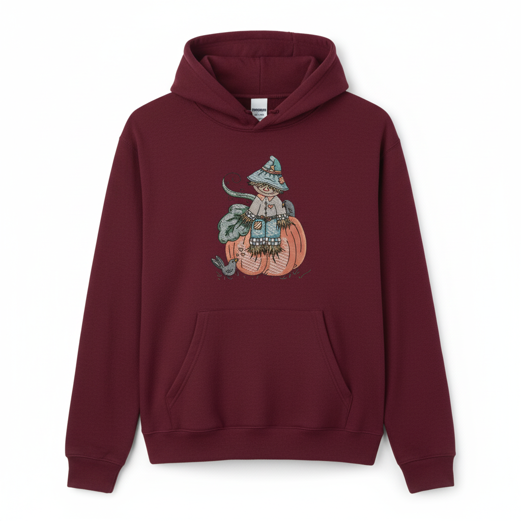 Pumpkin Scarecrow Machine Embroidered Sweatshirt – Hand Finished in Dubai | EmbroMania