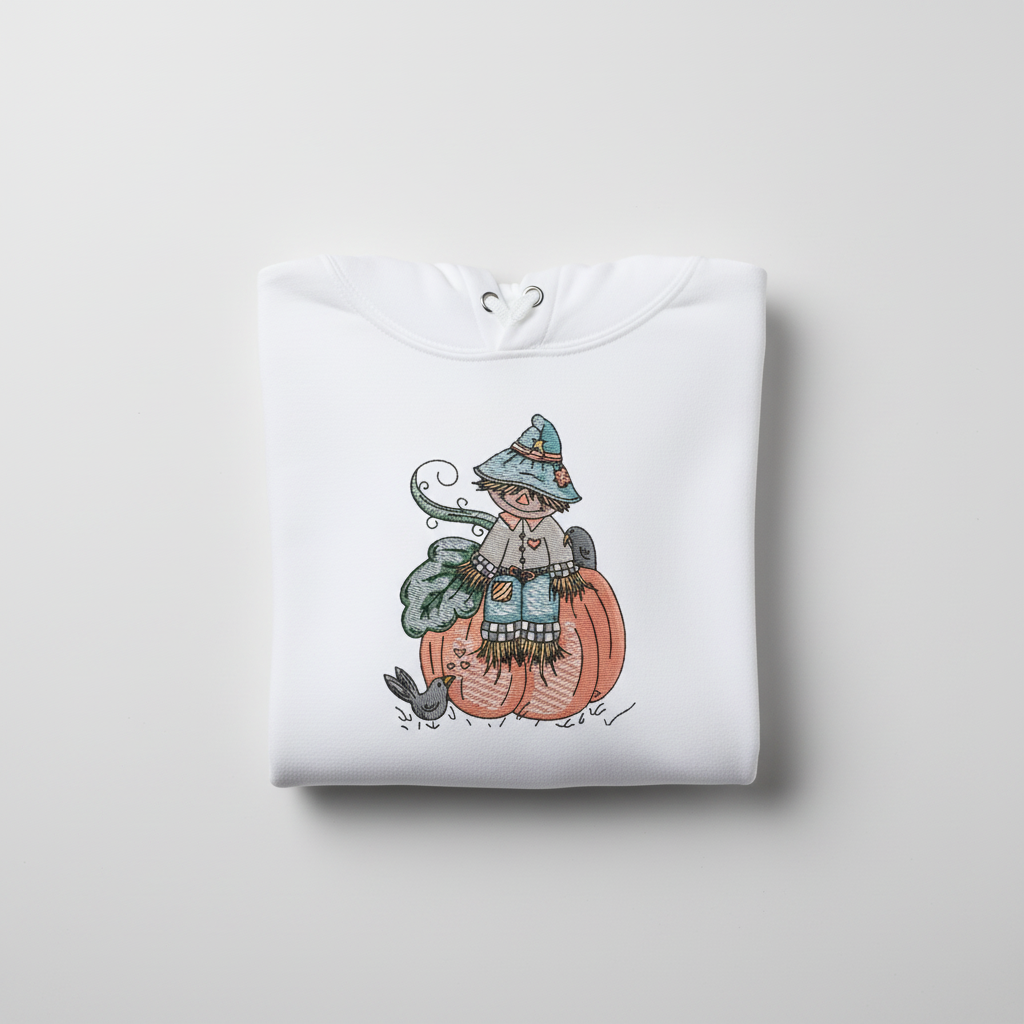 Pumpkin Scarecrow Machine Embroidered Sweatshirt – Hand Finished in Dubai | EmbroMania