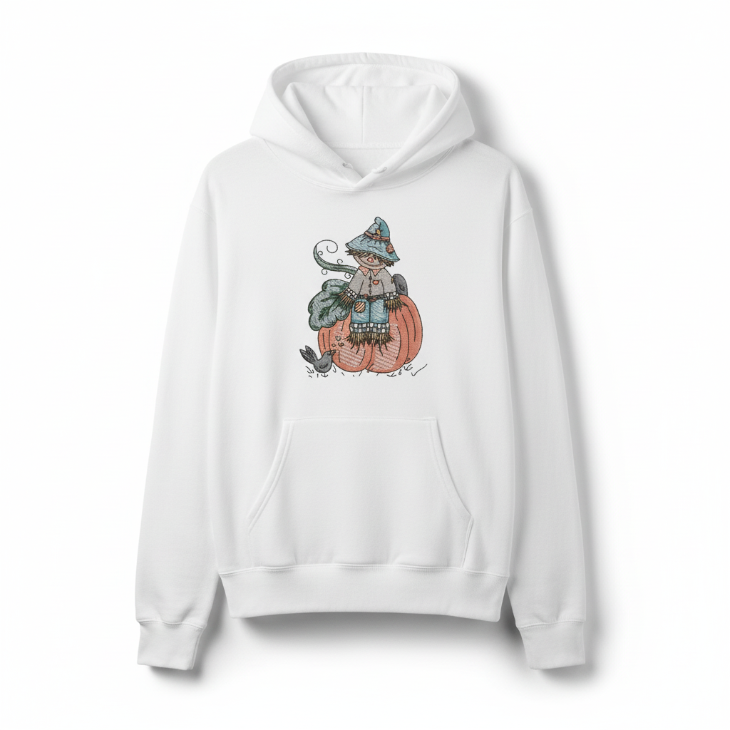 Pumpkin Scarecrow Machine Embroidered Sweatshirt – Hand Finished in Dubai | EmbroMania