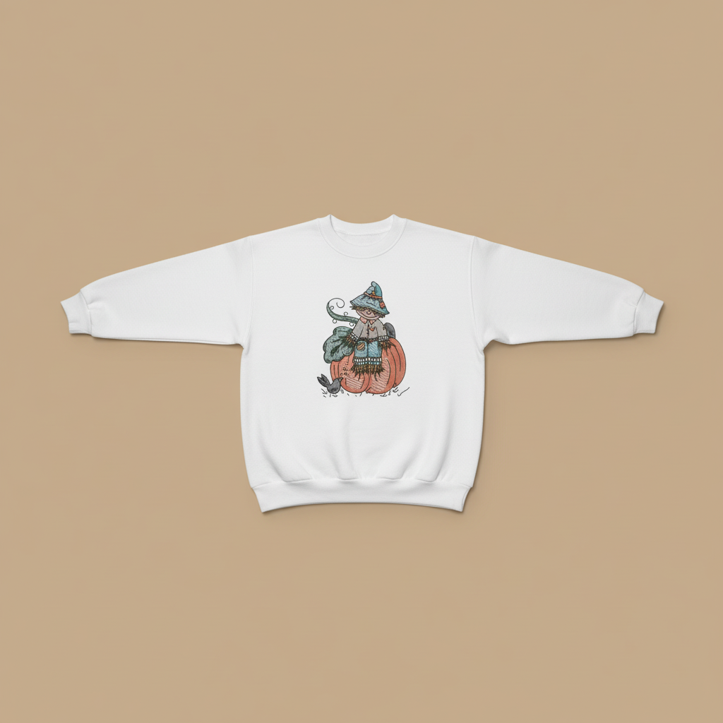 Pumpkin Scarecrow Machine Embroidered Sweatshirt – Hand Finished in Dubai | EmbroMania