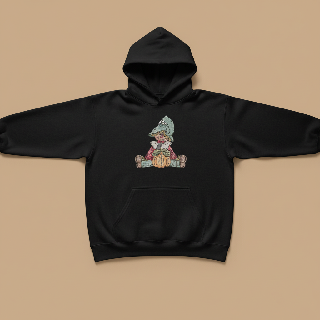 Scarecrow Pumpkin Machine Embroidered Sweatshirt – Hand Finished in Dubai | EmbroMania