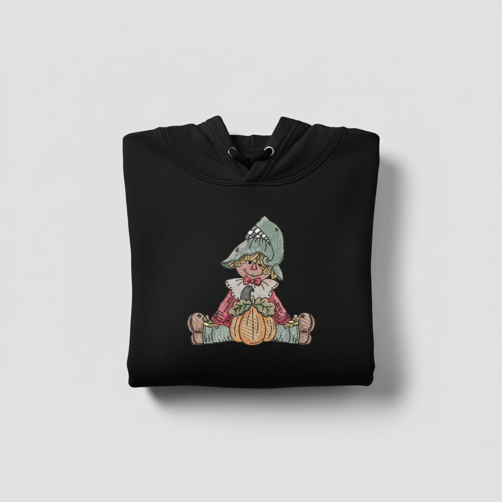 Scarecrow Pumpkin Machine Embroidered Sweatshirt – Hand Finished in Dubai | EmbroMania